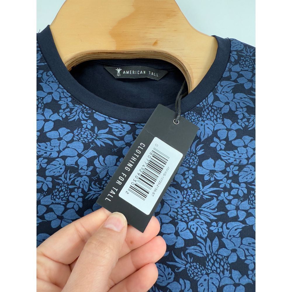 American Tall For Men Paisley Blue Short Sleeve Stretch Shirt NWT Sz‎ S - Picture 3 of 6